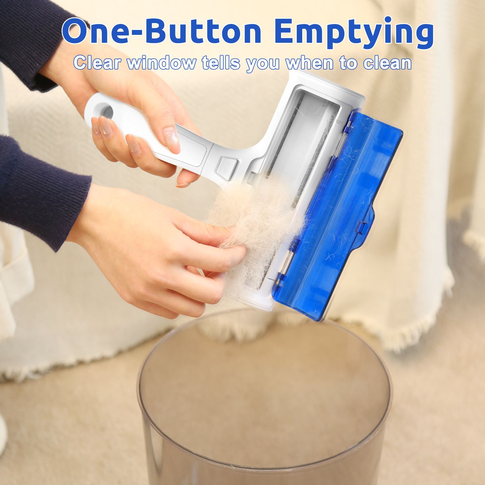 Pet Hair Remover Roller - Visible Dust Bin
