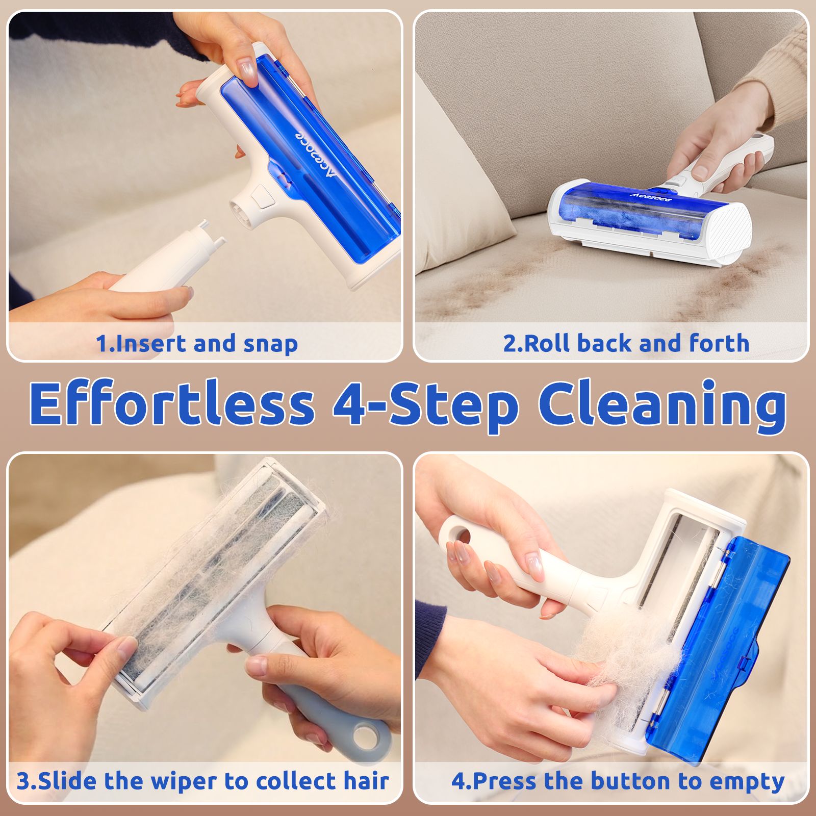 Pet Hair Remover Roller - Visible Dust Bin