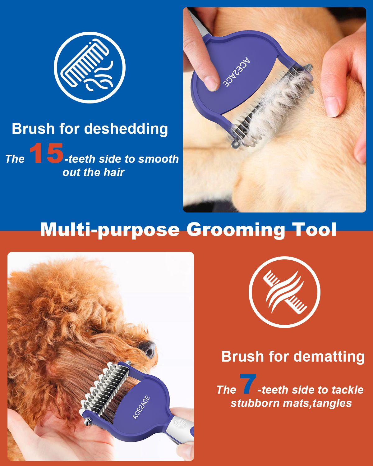 ACE2ACE Undercoat Rake for Dogs