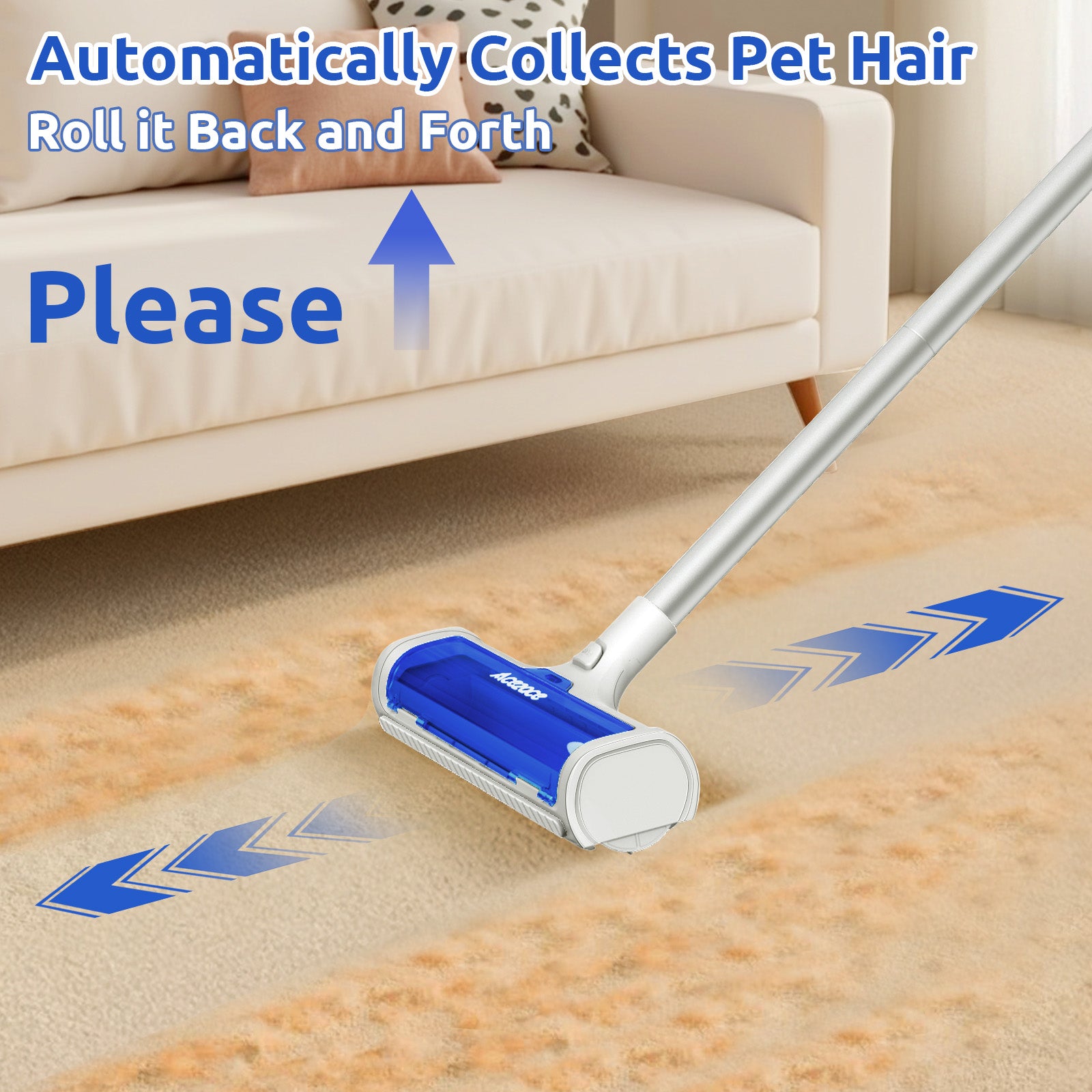 ACE2ACE Carpet Roller for Pet Hair-A3 Pro,Bule