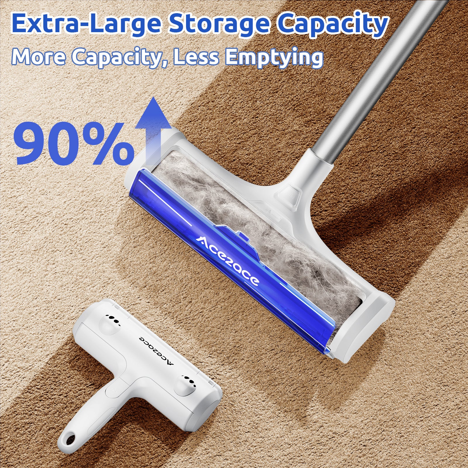 ACE2ACE Carpet Roller for Pet Hair-A3 Pro,Bule