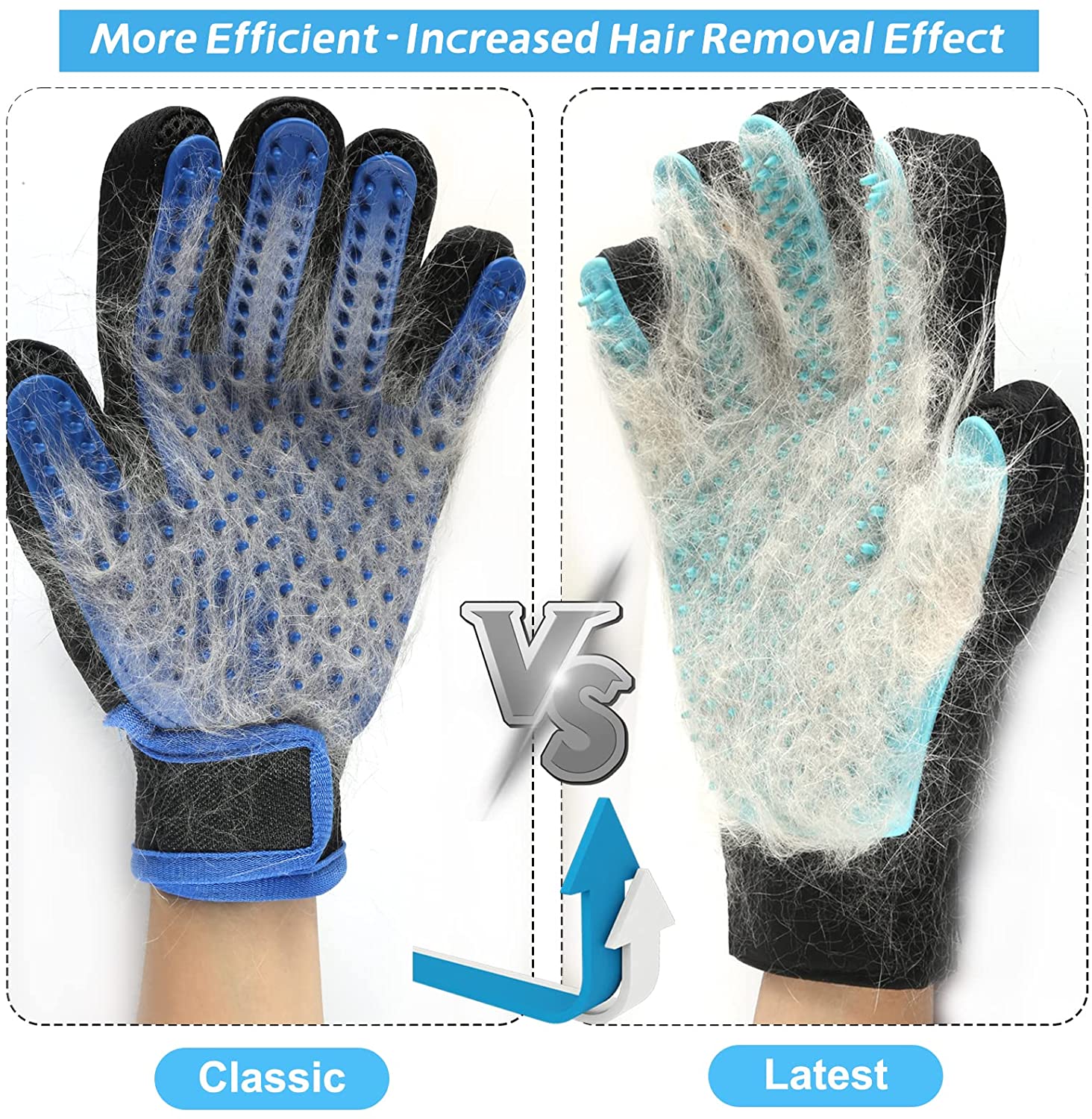 2 in 1 Pet Grooming Gloves for Dogs & Cats, Pet Fur Remover Glove